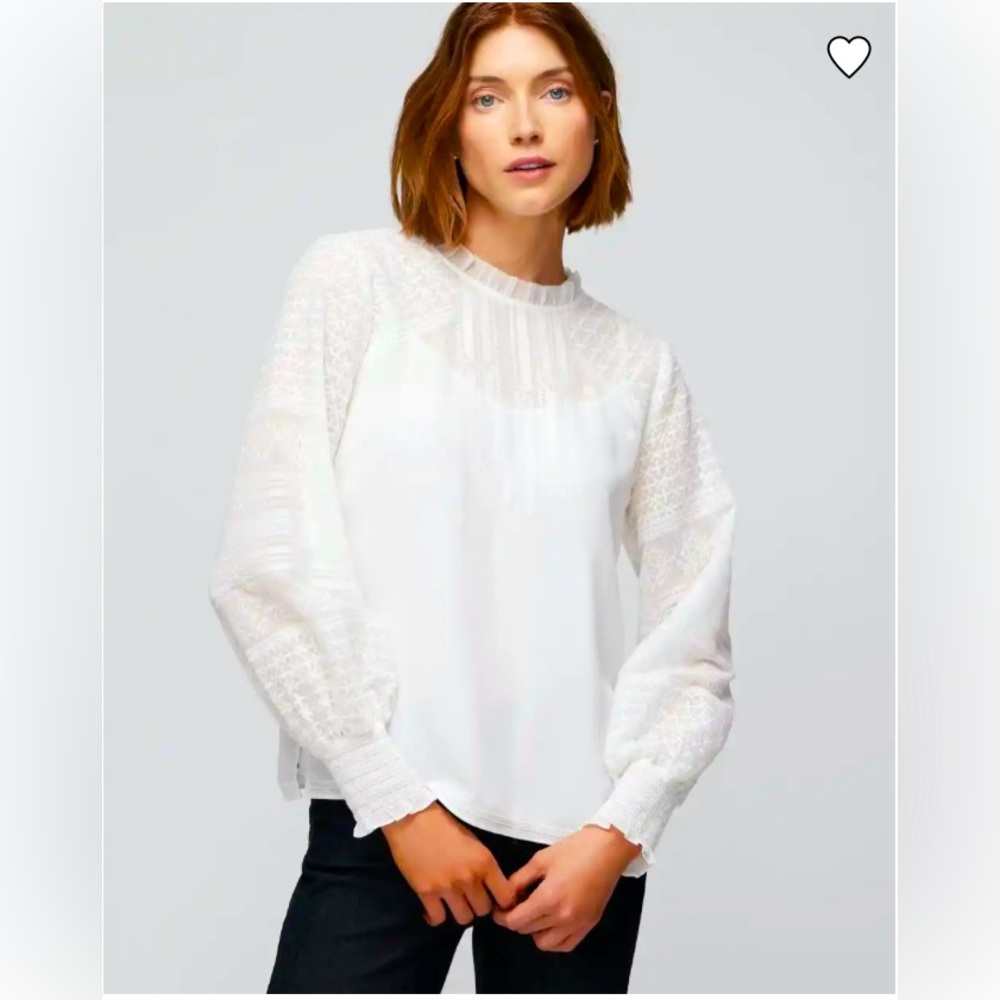 WHBM long sleeve embroidered blouse NWT